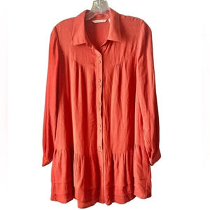 SOFT SURROUNDINGS Arabitha Boho Gauze Tiered Ruffle Buttonup Lagenlook Tunic S